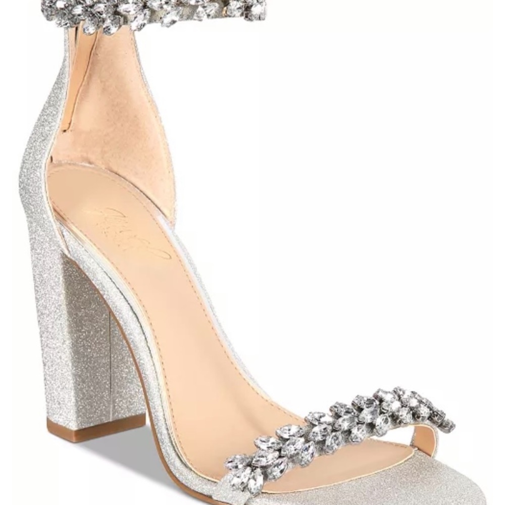 Silver block heel Badgley Mischka shoes